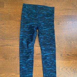 Fabletics Full Length Leggings Blue Zebra Print